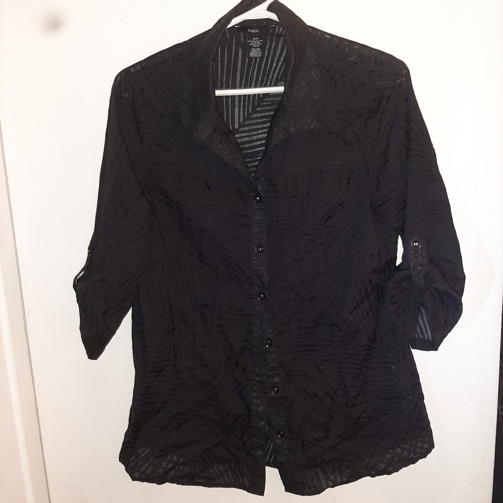 Haggar Women's Black Button-Down Shirt